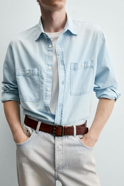 CAMISA REGULAR FIT DENIM / Azul - Zara фото 5