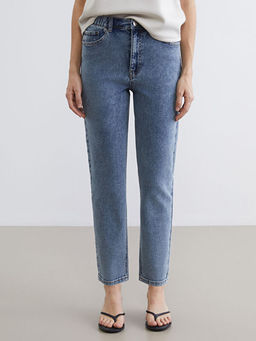 Beli Lastikli Slim Mom Kad?n Jean Pantolon