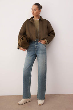 Mavi Yuksek Bel YENI MOM %100 Pamuk Non-Stretch Jeans TWOAW26JE00273