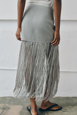 FALDA MINI LINO FLECOS / Gris - Zara фото 3