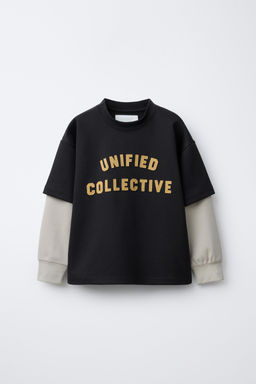 DOUBLE SLEEVE VARSITY INTERLOCK SWEATSHIRT - Zara фото 9