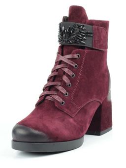 04-R135-2 BURGUNDY Ботинки зимние женские (натуральная замша, натуральный мех) - Фабричный китай фото 3
