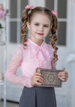 Фрита, блузка трикотажная розовый/128-64-57 - Alolika фото 2