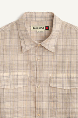 LNG SLV CHCK SHRT / Beige - Zara фото 6
