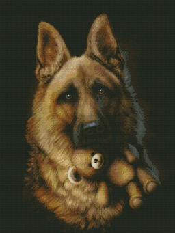 Вышивка крестиком 40х50см, Овчарка и игрушка
