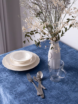 Скатерть жаккардовая 140x200 синий полиэстер