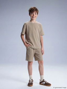 Bisiklet Yaka K?sa Kollu Erkek ?ocuk Waffle Tak?m