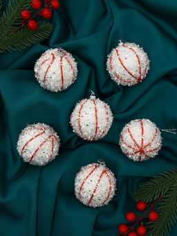 Ёлочные игрушки Вилей, шары новогодние, d=6 см, 6 шт., белый