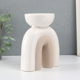 Подсвечник керамика на 1 свечу «Медуза», песочно-белый, 11.7×8×15 см