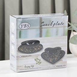 Набор керамический столовый «Марбл», 2 предмета: салатник 150 мл, блюдо 16.5×17×2 см, цвет белый