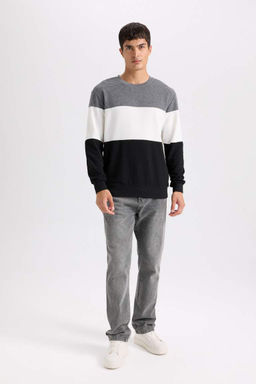 Жаккардовый свитшот стандартного кроя с круглым вырезом - Defacto фото 2