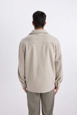 Шерстяная куртка-рубашка с воротником-поло Relax Fit - Defacto фото 10