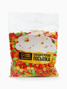 Цена за 2 шт. Кондитерская посыпка для куличей Светлой Пасхи: зеленая, оранжевая, жёлтая, красная, 50 г. - KONFINETTA фото 3