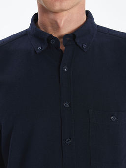 Regular Fit K?sa Kollu Keten Kar???ml? Erkek G?mlek