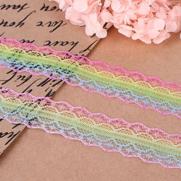 Цена за 2 шт. Кружево капроновое «Радуга нежная», 28 мм, 10±1 м, цвет разноцветный №2