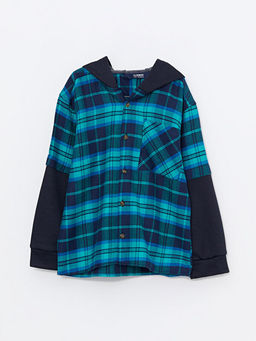 Kap??onlu Ekose Uzun Kollu Gabardin Erkek ?ocuk G?mlek