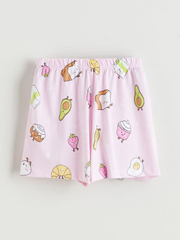 Bask?l? K?z ?ocuk ?ortlu Pijama Tak?m?