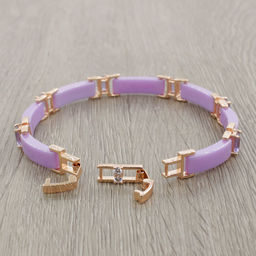 Браслет Лилу из фиолетовой керамики с Александритом покрытие под золото, длина 20см - Agat77 фото 2