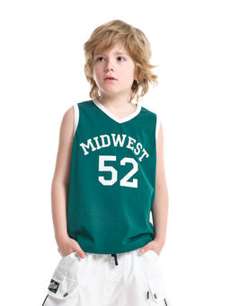 Футболка с принтом UD 7914 т.зеленый