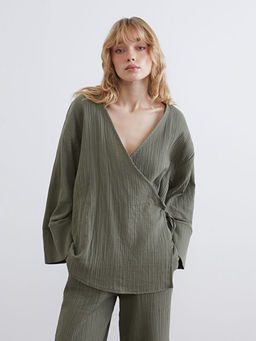 Kruvaze Yaka Dokulu Kad?n Kimono