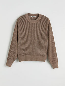 Bisiklet Yaka Ajurlu Oversize Kad?n Triko Kazak