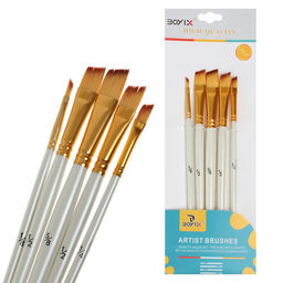 Набор кистей синтетика, 5 штук (№1/8.3/8.5/8.1/2.1/4), плоские, скошенные, в блистере (международный размер)