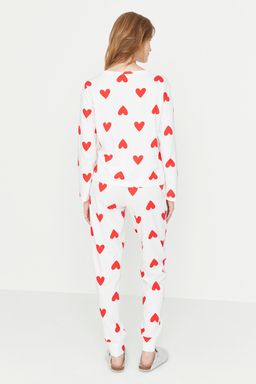 Trendyolmilla Beyaz %100 Pamuklu Kalpli Orme Pijama Tak?m? THMAW21PT0566 фото 16