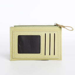 Картхолдер с монетницей на молнии, на 3 карты, с окошком, светло-зелёный