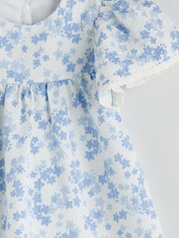 Bisiklet Yaka ?i?ekli K?z Bebek Elbise