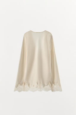 CAMISA SATINADA ENCAJE LAZADA / Crudo - Zara фото 5