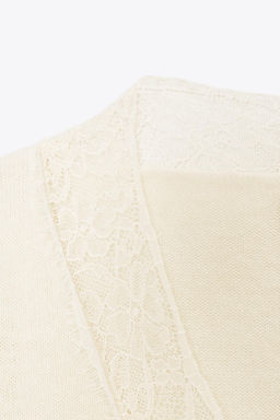 WOOL BLEND LACE KNIT SWEATER