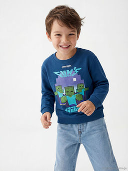 Minecraft Bask?l? Erkek ?ocuk Kal?n Sweatshirt