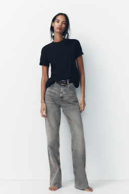 TRF HIGH-WAIST WIDE-LEG FULL-LENGTH JEANS - Zara фото 4