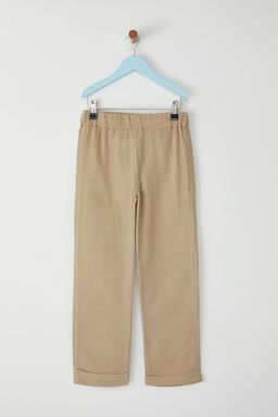 Bej Erkek Cocuk %100 Pamuk Balon Fit Beli Lastikli Dokuma Pantolon TKDSS25PL00006 - Trendyolmilla фото 4