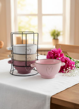 Набор бульонниц на м/подст. (4шт.) Lavenir "Сердце" 630 мл, 14 см, 20812 керамика 82129