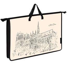 Папка с ручкой А3 НОТР-ДАМ для рисунков, на молнии пластик кремов