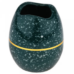Ваза керамическая "Лагуна" 0,45л, д9см h10,8см, тонкокаменная керамика, горло - 6,5х6,5см, глянцевая глазурь, цвет - темно-бирюзовый, с золотом (Китай)