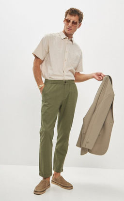 Рубашка к/р лен F111-0451 beige