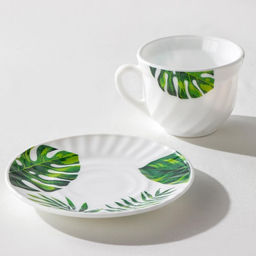 Столовый сервиз Доляна «Лист папоротника», 37 предметов, стеклокерамика, белый