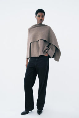 SHORT KNITTED COAT WITH SCARF - Zara фото 11