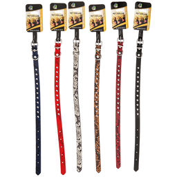 Пэт тойс (Pet toys) Ошейник для собаки Рептилия 1,5х39см, металлическая застежка, под кожу, металл декор, на картоне, цвета в ассортименте: красный, бордовый, синий, черный, коричневый, черно-белый (Китай)  фото 5