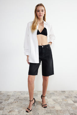TRENDYOLMILLA Mavi Yuksek Bel Denim Bermuda TWOSS24SR00007  фото 2