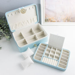 Шкатулка кожзам для украшений С пряжкой голубая 24х18,5х9 см - Simaland фото 3