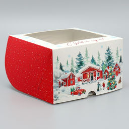 Цена за 5 шт. Коробка складная на 4 капкейка с окном «С Новым годом!», 16×16×10 см