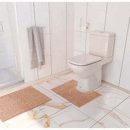 Коврики для ванны и туалета Доляна Букли, 2 шт, 40?50, 50?80 см, цвет бежевый  фото 2