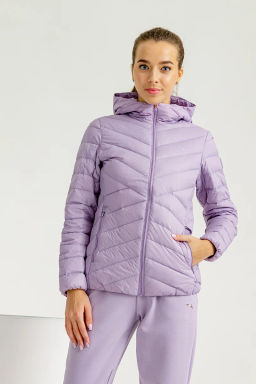 Пуховик лёгкий с капюшоном Лиловый