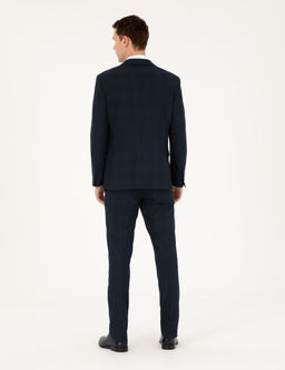 Lacivert Slim Fit Tak_m Elbise