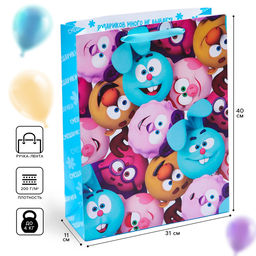 Пакет подарочный, 31×40×11.5 см, упаковка, Смешарики