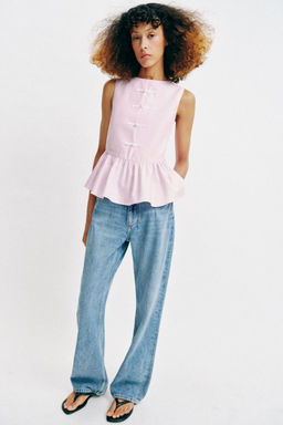 TOP PEPLUM ALAMARES / Rosa