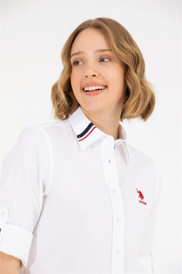 Женская белая рубашка с длинным рукавом Неожиданная скидка в корзине